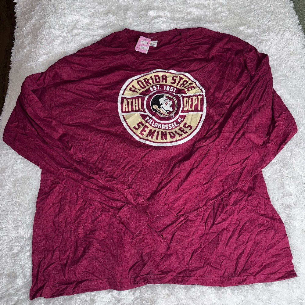 Hanes Florida State Seminoles Long Sleeve Graphic T-Shirt‎ Maroon Mens XL NWT